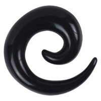 Spirale dilatatore nera in acrilico su sfondo bianco