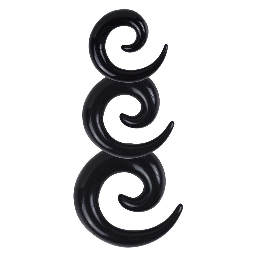 Wildcat® - Set di Spirali Nere 02 Tre spirali nere in acrilico su sfondo bianco