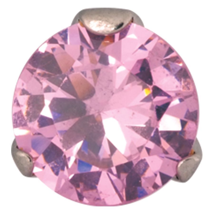 Orecchini rosa in acciaio chirurgico con pietra Orecchino rosa scintillante in acciaio chirurgico 316L su sfondo chiaro