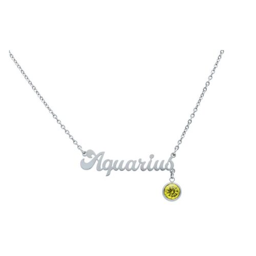 Collana Aquarius in argento con cristallo giallo su sfondo bianco