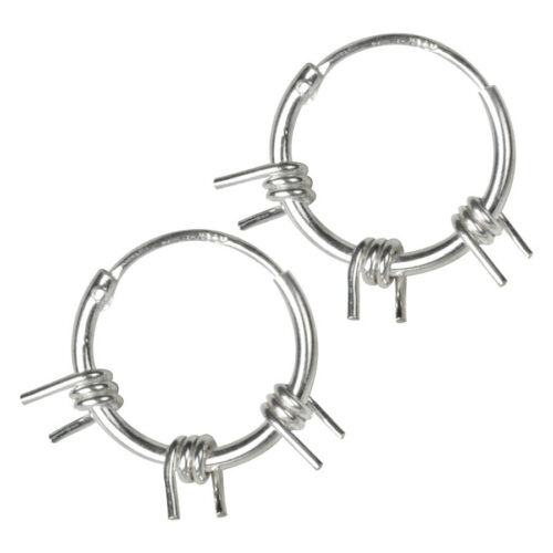 Due orecchini argento con design a doppio mesh su sfondo bianco