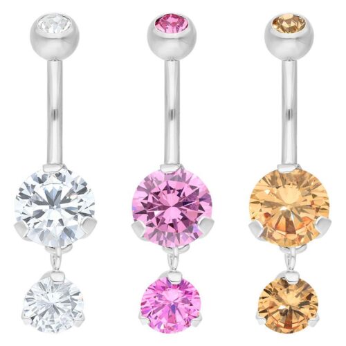 Bananabell in argento con cristalli chiari, rosa e color champagne su sfondo bianco