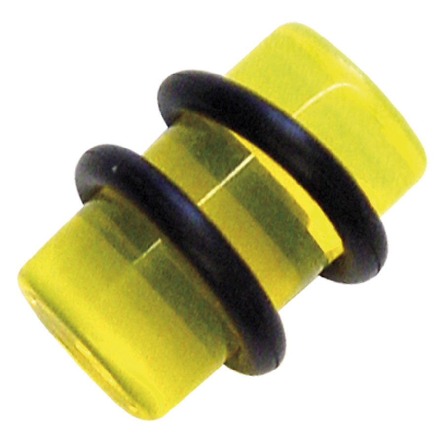 Wildcat Plug giallo con anello nero Plug giallo in PMMA con due anelli neri su sfondo bianco