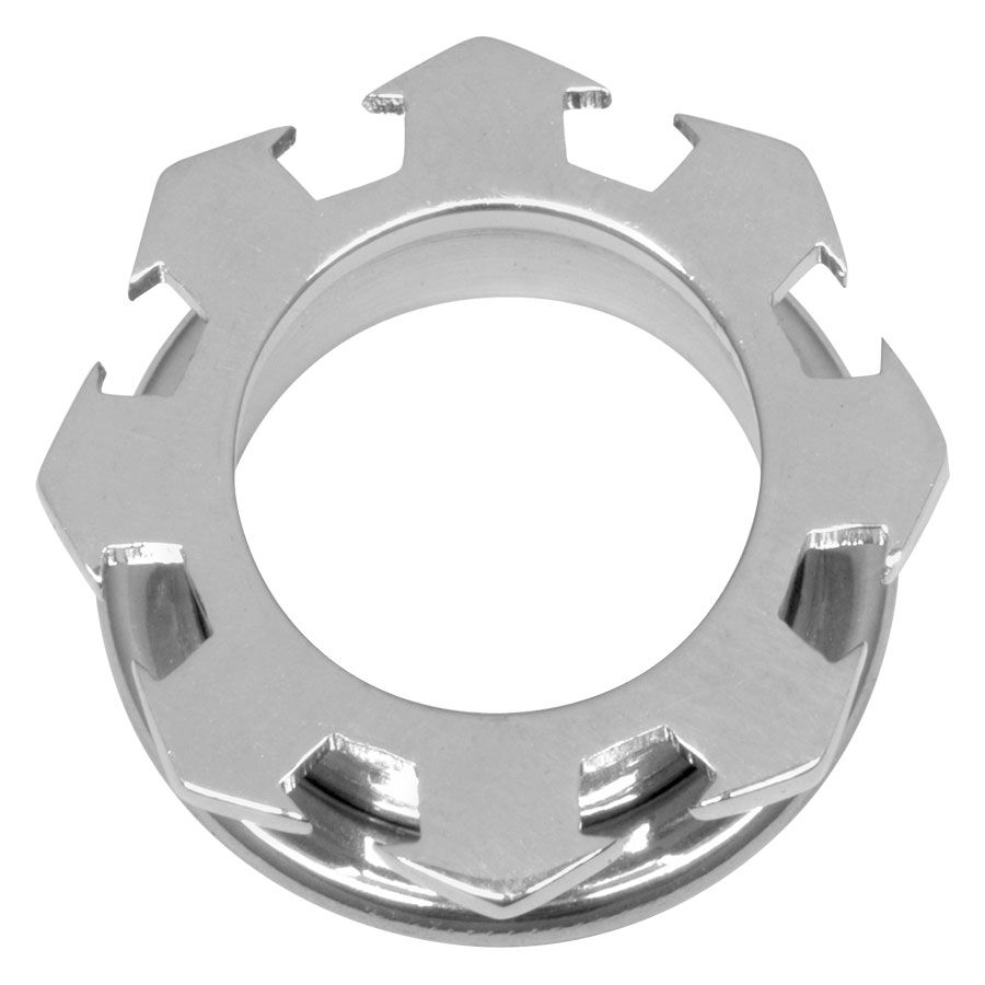 Tunnel argento in acciaio chirurgico 316L con punte di freccia su sfondo bianco