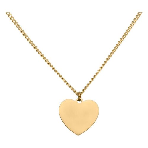 Collana dorata con ciondolo a cuore personalizzabile su sfondo bianco