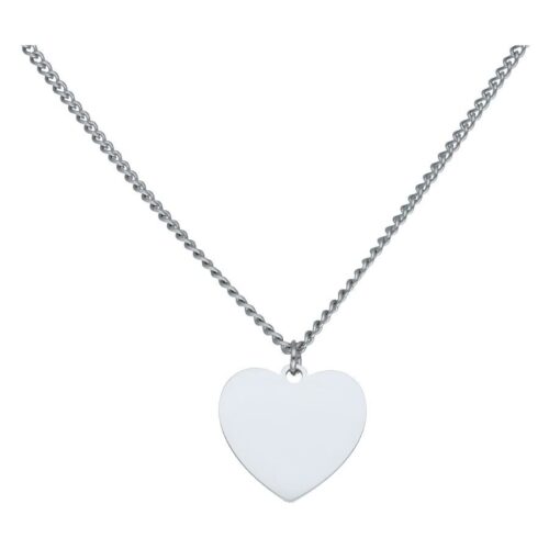 Collana argento con ciondolo a cuore incidibile, sfondo neutro