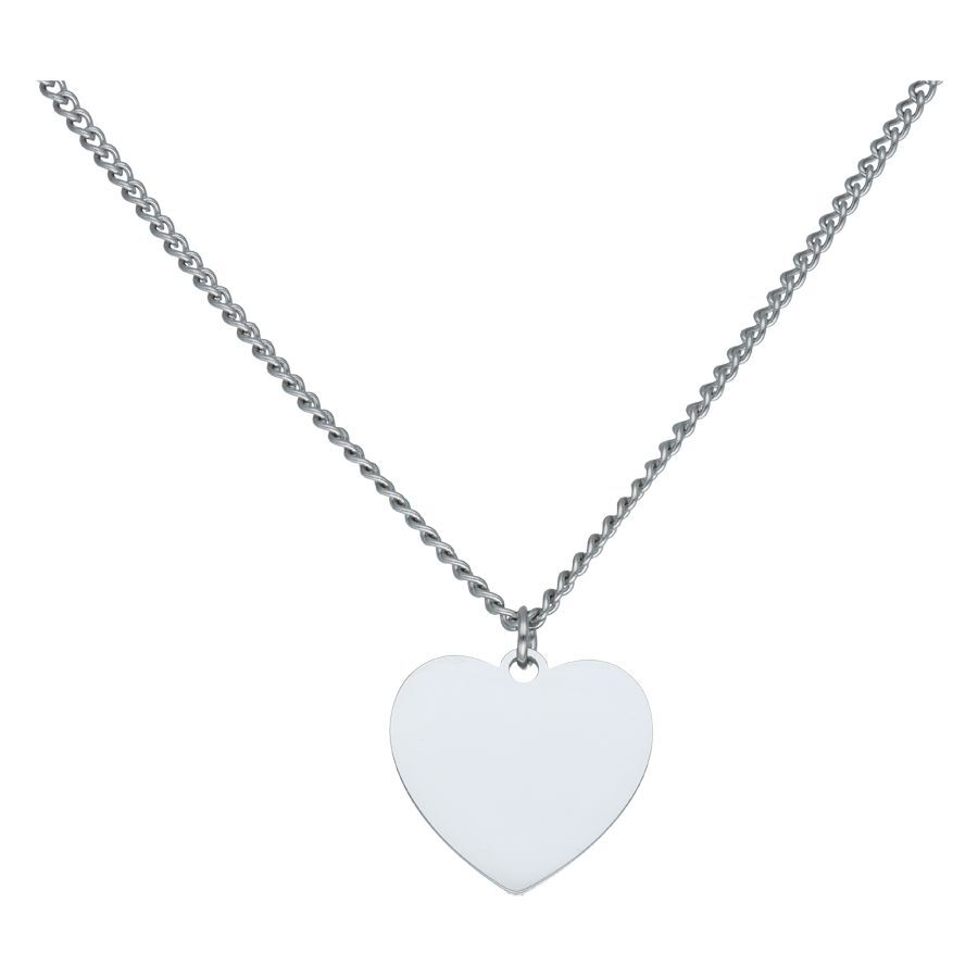 Collana argento con ciondolo a cuore incidibile, sfondo neutro