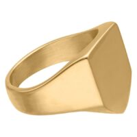 Anello dorato in acciaio chirurgico 316L con superficie personalizzabile, vista laterale