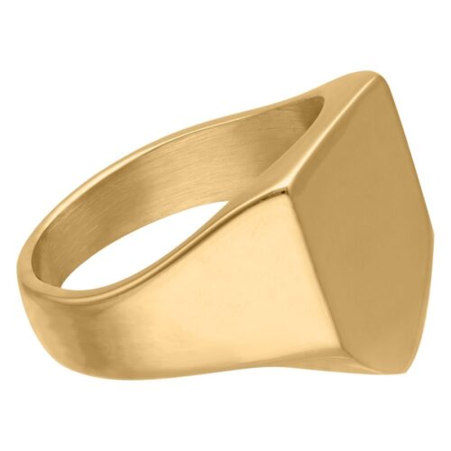 Anello dorato in acciaio chirurgico 316L con superficie personalizzabile, vista laterale