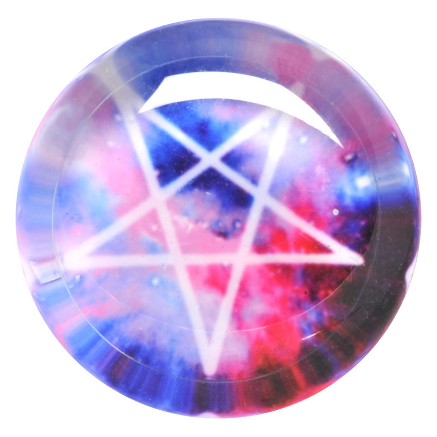 Galaxy Pentagram Plug in Blu-Rosa Plug rotondo in acrilico con motivo a pentagramma blu-rosa galattico