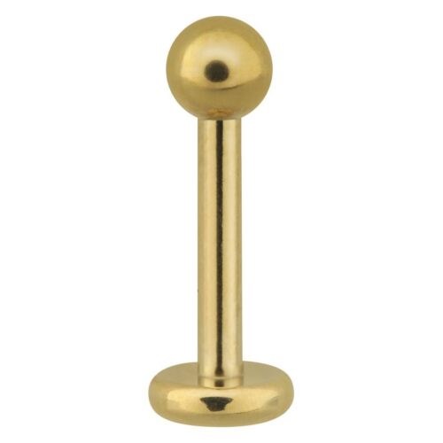 Labret in acciaio inox dorato con sfera su sfondo bianco