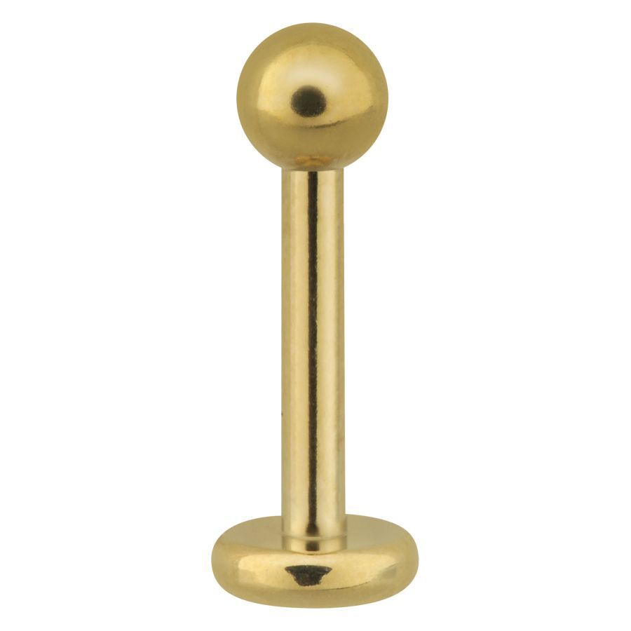 Labret in acciaio inox dorato con sfera su sfondo bianco