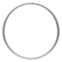 Grande cerchio argento in acciaio chirurgico su sfondo bianco