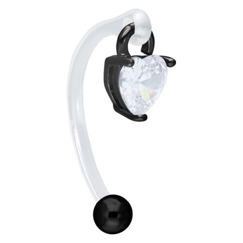 Banana Bar intimo nero con cristallo a forma di cuore su sfondo bianco