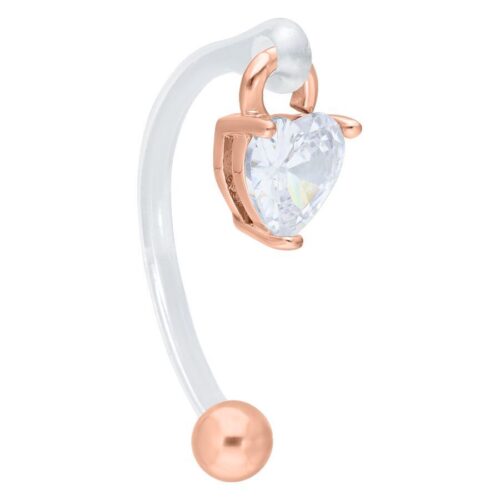 Bananabell intimo in PTFE con ciondolo a cuore in oro rosa e cristallo trasparente