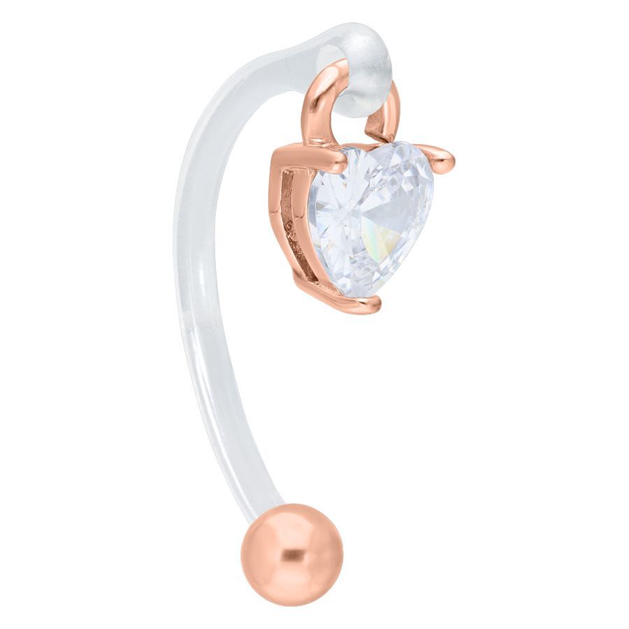 Bananabell intimo in PTFE con ciondolo a cuore in oro rosa e cristallo trasparente