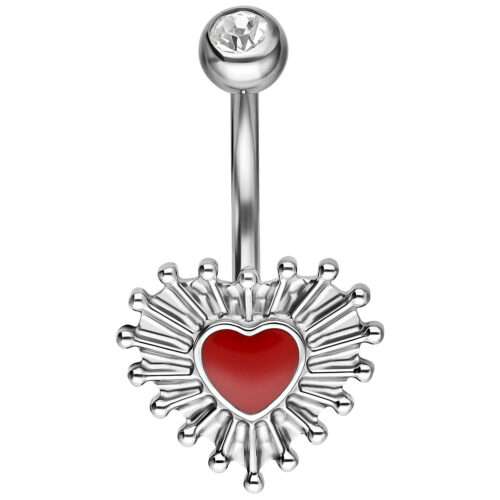 Bananabell in argento con ciondolo a cuore rosso e cristallo su sfondo bianco