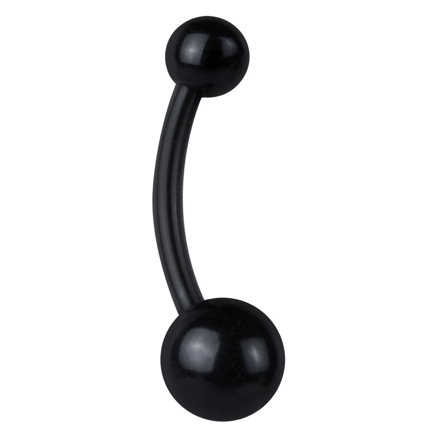 Banana Bell in titanio nero con due sfere su sfondo bianco