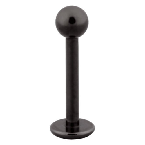 Labret nero in titanio con sfera su sfondo bianco