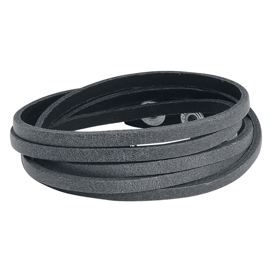 Bracciale in pelle nera design Wildcat Bracciale unisex in pelle nera di Wildcat su sfondo bianco