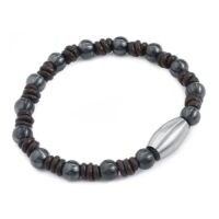 Bracciale Knot nero con accenti marroni e chiusura argentata su sfondo bianco