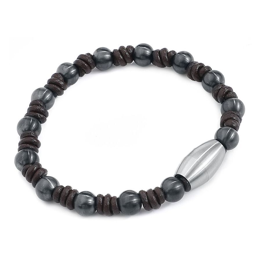 Bracciale Knot nero con accenti marroni e chiusura argentata su sfondo bianco