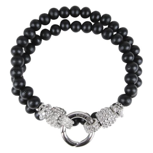 Bracciale nero e argento in legno e acciaio chirurgico 316L