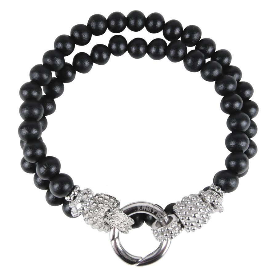 Bracciale nero e argento in legno e acciaio chirurgico 316L