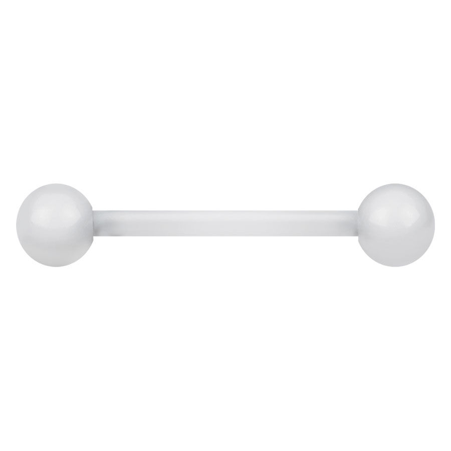 Barbell Piercing in Bioplast Trasparente Barbell Piercing trasparente in Bioplast con due sfere su sfondo bianco