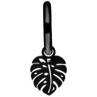 Orecchini Mini Monstera Neri in acciaio chirurgico su sfondo bianco