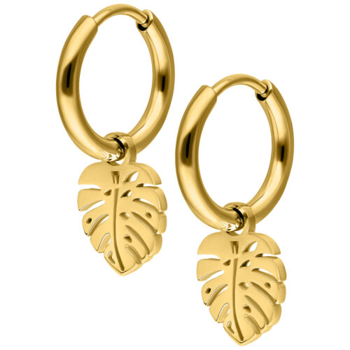 Mini Monstera Creoli dorati su sfondo bianco