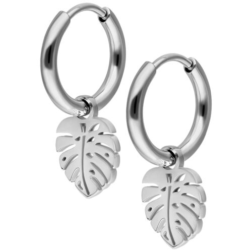 Creole Mini Monstera in argento in acciaio chirurgico su sfondo bianco
