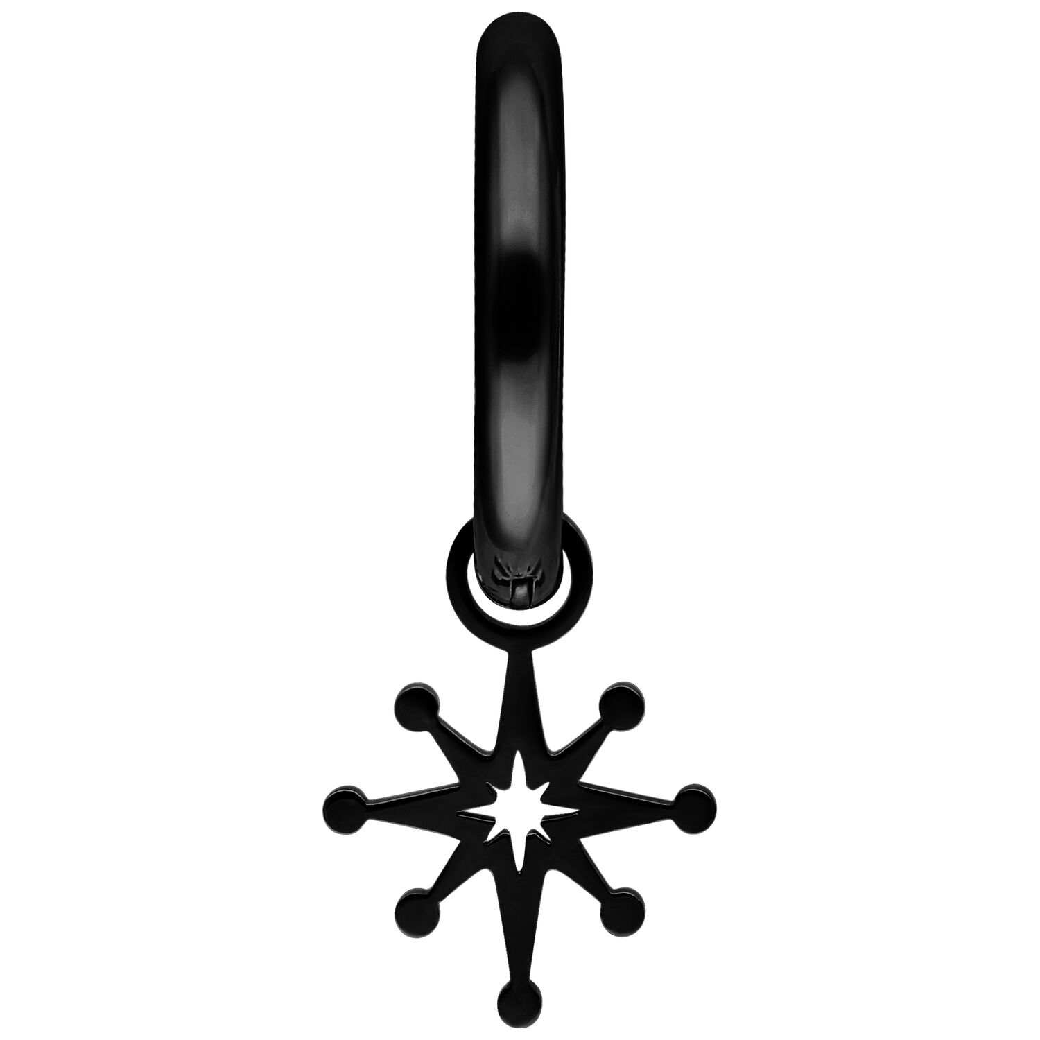 Orecchino Mini Polar Star nero su sfondo bianco