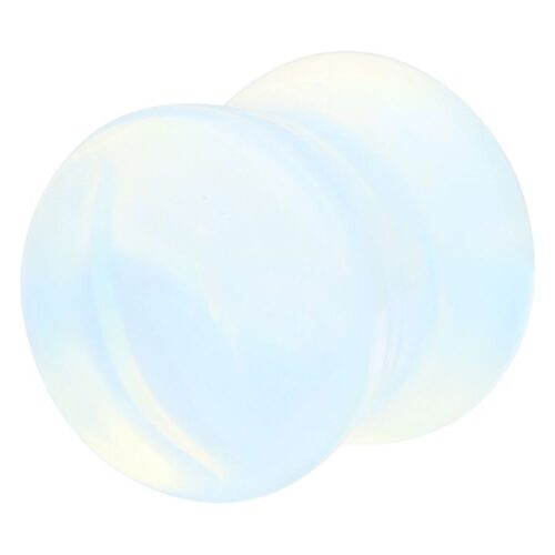 Plug in pietra bianco opale di Wildcat, misura 6,0 mm, su sfondo bianco