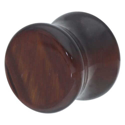 Plug marrone in pietra, superficie liscia, per orecchio, dimensione 6,0 mm