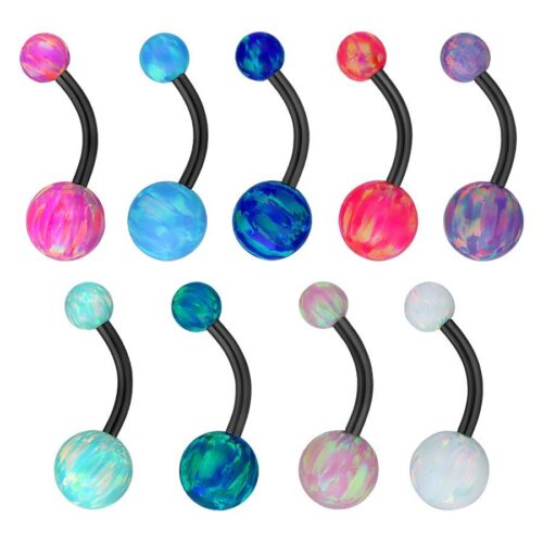 Bananabell opale di vari colori in titanio nero con filettatura esterna