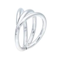 Clicker a 3 Anelli Argento in acciaio chirurgico su sfondo bianco