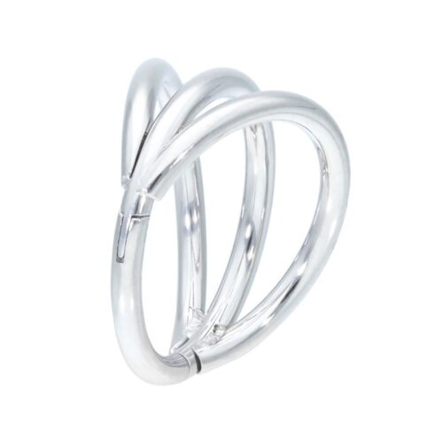 Clicker a 3 Anelli Argento in acciaio chirurgico su sfondo bianco