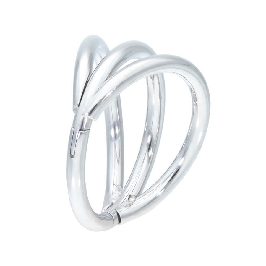 Clicker a 3 Anelli Argento in acciaio chirurgico su sfondo bianco