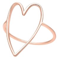 Anello a cuore in oro rosa da 17 mm su sfondo bianco