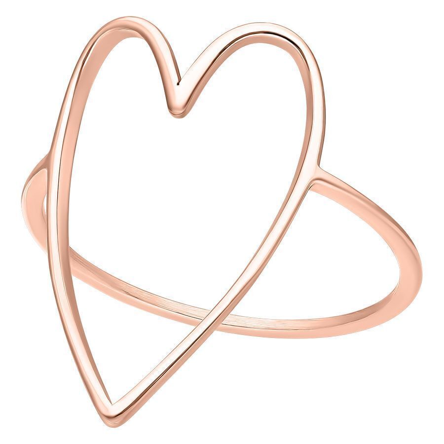 Anello a cuore in oro rosa da 17 mm su sfondo bianco