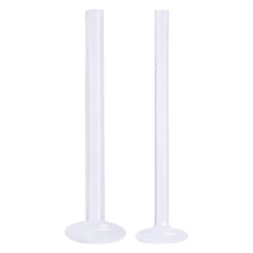 Due barre Labret trasparenti in PTFE su sfondo bianco