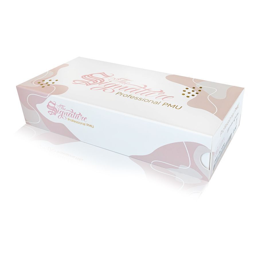 Scatola bianca con accenti rosa e dorati, The Signature Professional PMU