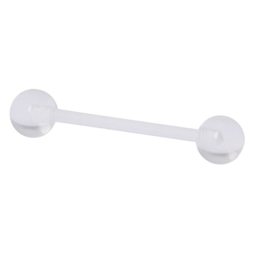 Barbell trasparente con due sfere in PTFE su sfondo bianco
