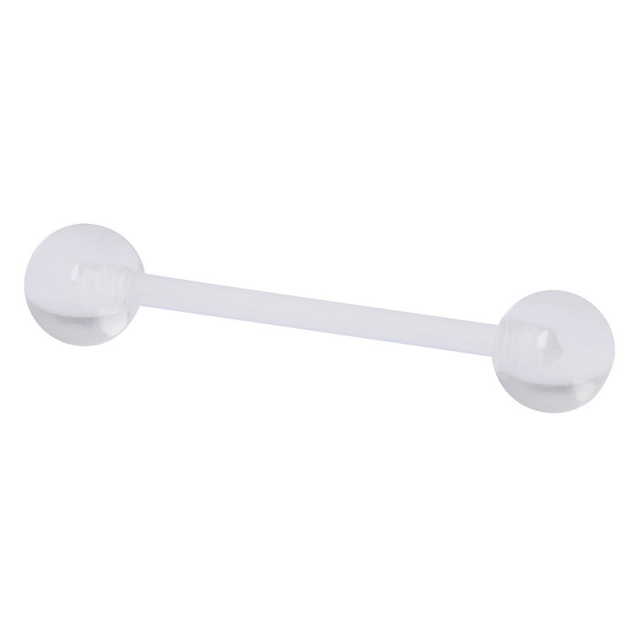 Barbell trasparente con due sfere in PTFE su sfondo bianco