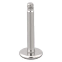 Labret argento in titanio, posizione verticale su sfondo bianco