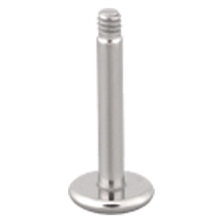 Labret argento in titanio, posizione verticale su sfondo bianco