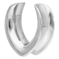 Due ovali Ear Saddles in argento lucido in acciaio chirurgico 316L