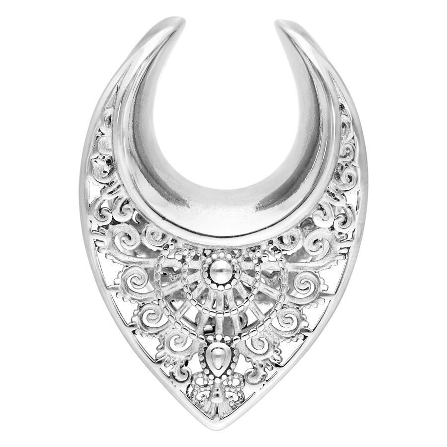 Ear Saddle Orientale Argento con motivo filigranato, dimensione 25mm