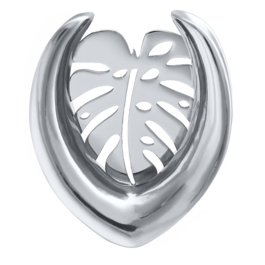 Orecchino argento design Monstera su sfondo bianco